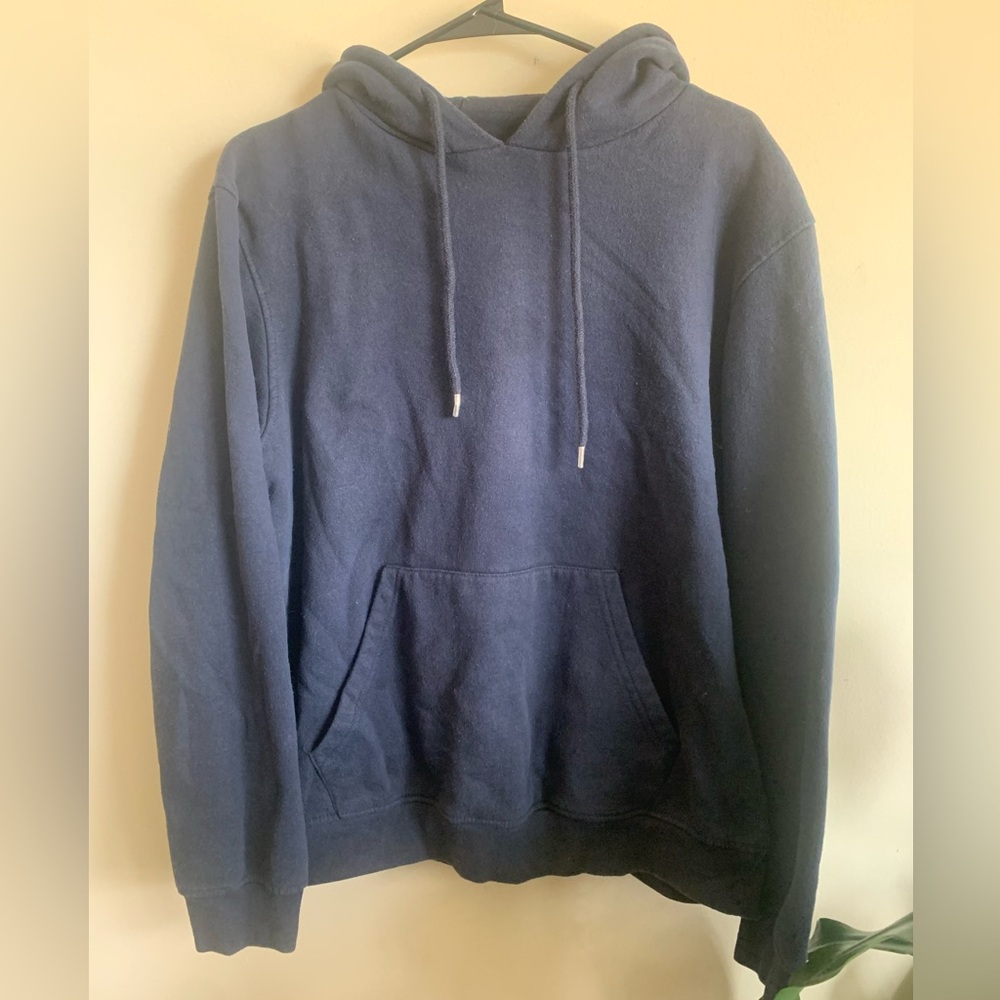 sustainable clothing essentials - navy blue recycled hoodie